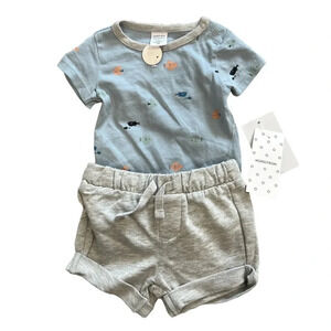 Nordstrom Newborn Gray Fish Ocean Theme Summer Outfit